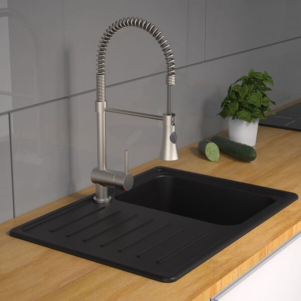 SCH&Uuml;TTE Mitigeur d'&eacute;vier avec ressort en spirale CORNWALL aspect inox