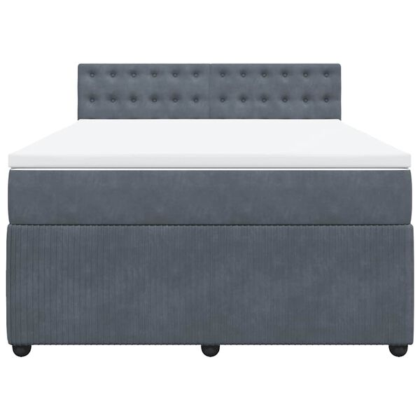 vidaXL Sommier &agrave; lattes de lit et matelas Gris fonc&eacute; 140x190cm Velours
