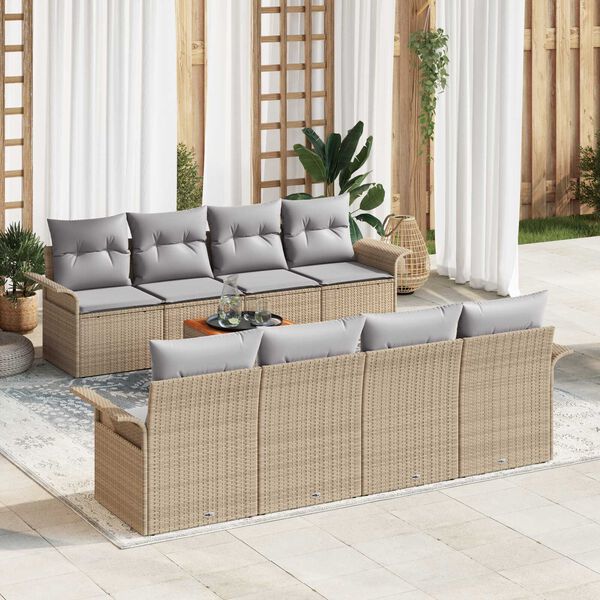 vidaXL Ensemble de canapé de jardin 9 pcs Beige et Gris clair