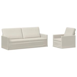 vidaXL Ensemble de Canap&eacute;s 2 pcs Cr&egrave;me Velours (V)