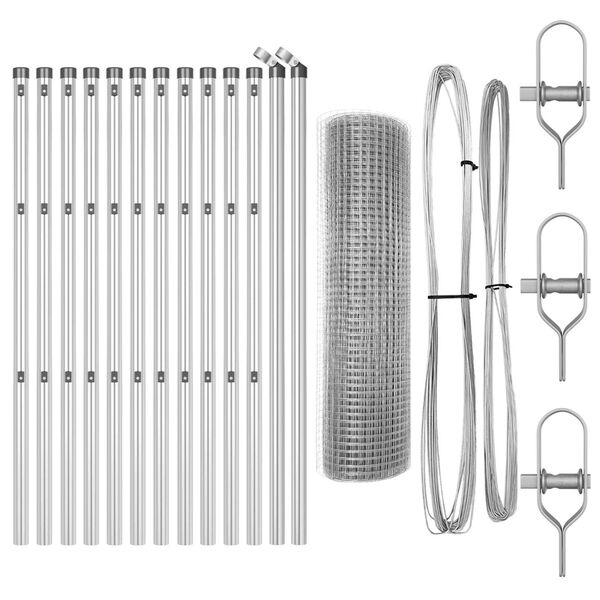 vidaXL Poteau de cl&ocirc;ture. Argent&eacute; 25 x 0,4 m (maille 12 x 12 mm) Acier