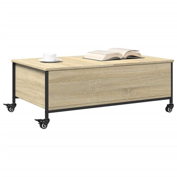 vidaXL Table basse avec roulettes chêne sonoma bois d'ingénierie