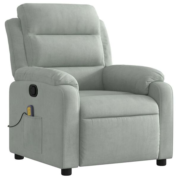 vidaXL Fauteuil de massage inclinable gris clair velours