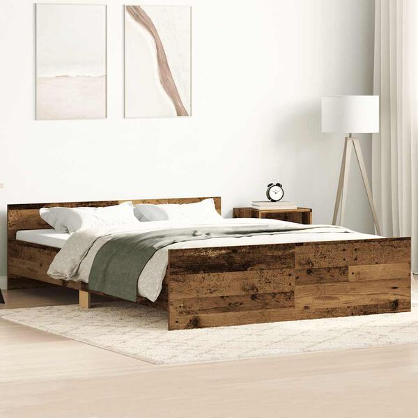 vidaXL Cadre de lit sans matelas vieux bois 120x200 cm bois ing&eacute;nierie