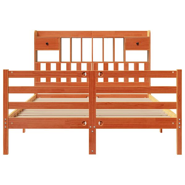 vidaXL Lit biblioth&egrave;que sans matelas cire marron 140x190 cm pin massif