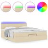 vidaXL Lit ottoman avec matelas et LED cr&egrave;me 180x200cm tissu