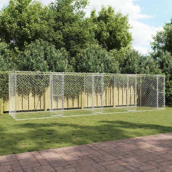 vidaXL Cage pour chien 4 pcs Argenté 800 x 200 x 200 cm Acier et PE