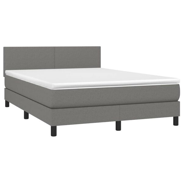 vidaXL Sommier &agrave; lattes de lit et matelas et LED Gris fonc&eacute; 140x200 cm