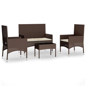 vidaXL Salon de jardin 4 pcs avec coussins Marron R&eacute;sine tress&eacute;e
