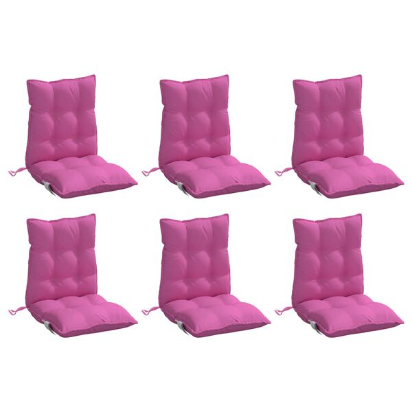 vidaXL Coussins de chaise &agrave; dossier bas lot de 6 rose tissu oxford