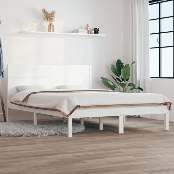vidaXL Cadre de lit sans matelas blanc 140x190 cm bois de pin massif