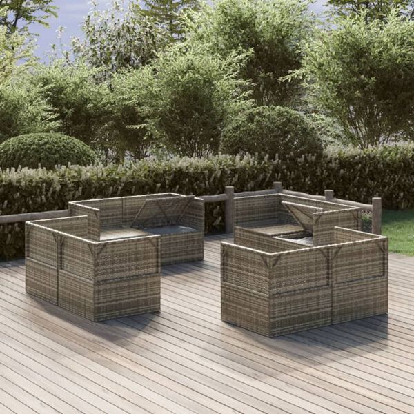 vidaXL Canap&eacute;s d'angle de jardin 8 pcs Gris 57x57x56 cm Poly rotin