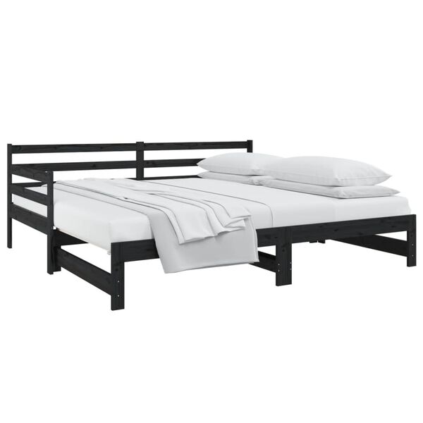 vidaXL Lit coulissant sans matelas noir 2x(90x190) cm
