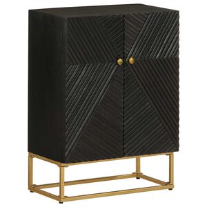 vidaXL Buffet noir 55x30x76 cm bois massif de manguier et fer