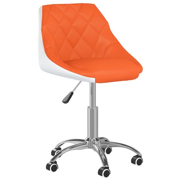 vidaXL Chaise pivotante de salle &agrave; manger Orange et blanc Similicuir
