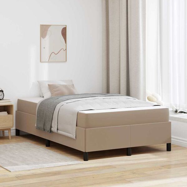 vidaXL Cadre de lit avec matelas Cappuccino 120 x 200 cm tissu
