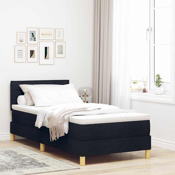 vidaXL Lit &agrave; ressorts avec matelas Noir 80 x 200 cm tissu