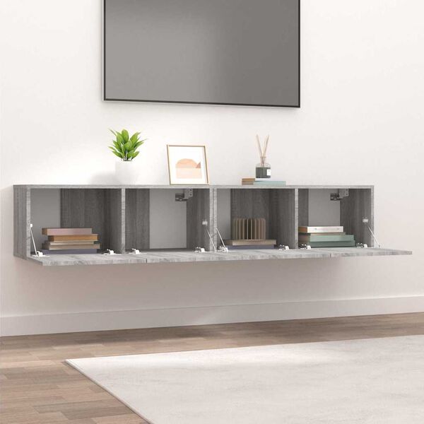 vidaXL Meubles TV 2 pcs sonoma gris 80x30x30 cm bois d'ing&eacute;nierie