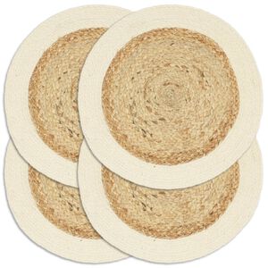 vidaXL Napperons 4 pcs Naturel Plain 38 cm Rond Jute et coton