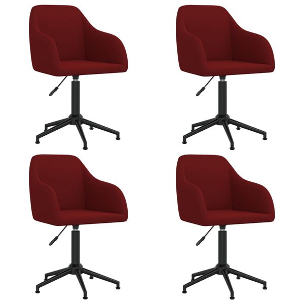 vidaXL Chaises &agrave; manger pivotantes lot de 4 rouge bordeaux velours