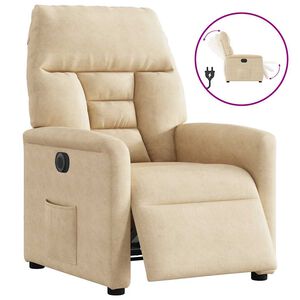 vidaXL Fauteuil inclinable &eacute;lectrique cr&egrave;me tissu microfibre