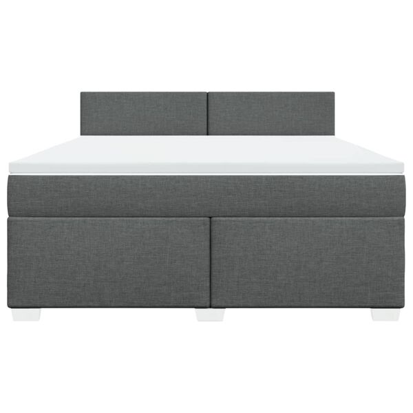 vidaXL Sommier &agrave; lattes de lit avec matelas Gris fonc&eacute; 180x200cm Tissu