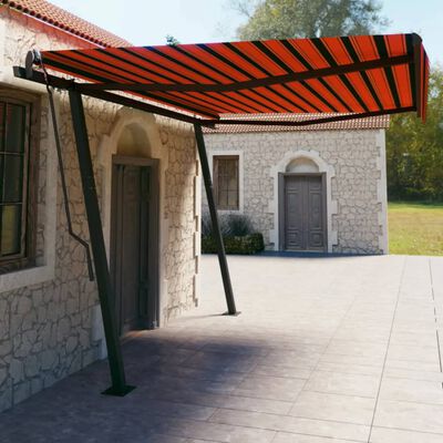 vidaXL Auvent manuel rétractable avec poteaux 4,5x3 m Orange et marron