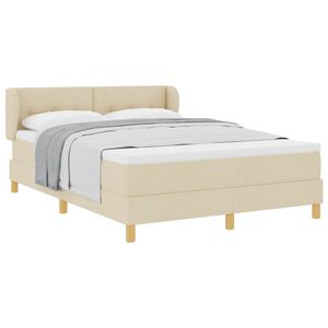 vidaXL Lit &agrave; ressorts avec matelas Cr&egrave;me 140 x 190 cm tissu