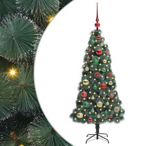 vidaXL Arbre de No&euml;l artificiel pr&eacute;-&eacute;clair&eacute; avec ensemble de boules