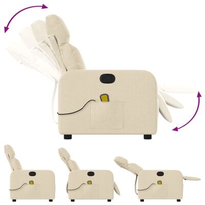 vidaXL Fauteuil de massage inclinable Crème Tissu