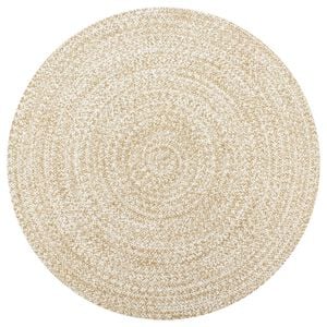 vidaXL Tapis fait &agrave; la main Jute Blanc et naturel 150 cm