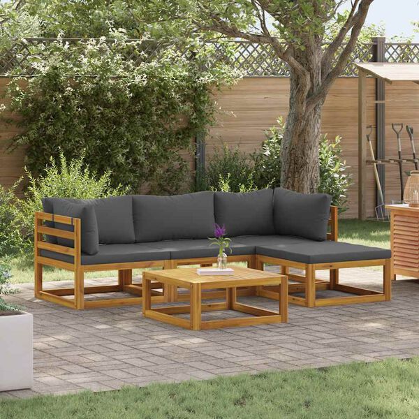 vidaXL Salon de jardin 5 pcs avec coussins Bois d'acacia solide
