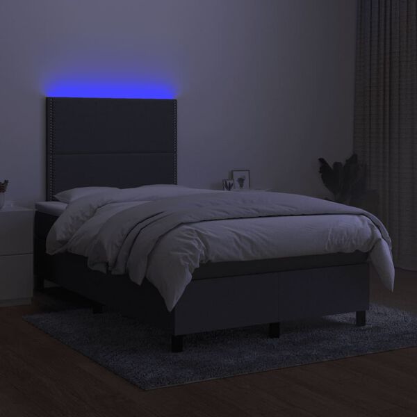 vidaXL Sommier &agrave; lattes de lit matelas LED gris fonc&eacute; 120x190 cm tissu