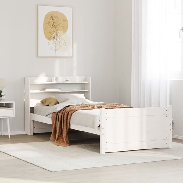 vidaXL Cadre de lit avec tête de lit sans matelas blanc 75x190 cm