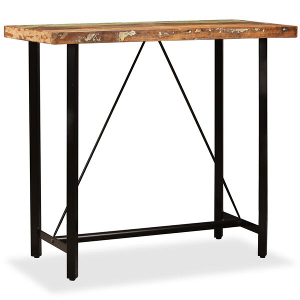 vidaXL Ensemble de bar 5 pcs Bois massif recyclé et cuir véritable