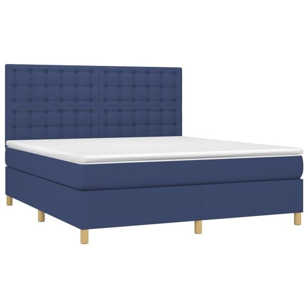 vidaXL Sommier &agrave; lattes de lit avec matelas Bleu 160x200 cm Tissu