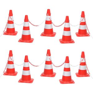 vidaXL Ensemble de c&ocirc;nes avec 10 m de cha&icirc;ne Rouge et blanc