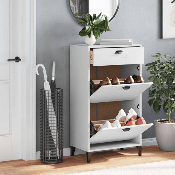 vidaXL Armoire &agrave; chaussures VIKEN blanc bois d'ing&eacute;nierie