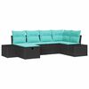 vidaXL Ensemble de canap&eacute; de jardin 6 pc Noir polyrotin
