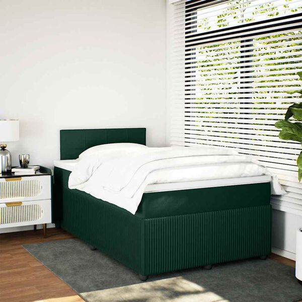vidaXL Sommier &agrave; lattes de lit avec matelas vert fonc&eacute; 120x190 cm