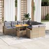 vidaXL Salon de jardin avec coussins 9 pcs beige r&eacute;sine tress&eacute;e