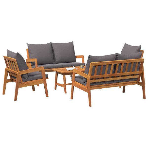 vidaXL Ensemble bistrot avec coussin 5 pcs Marron Bois d'Acacia Massif