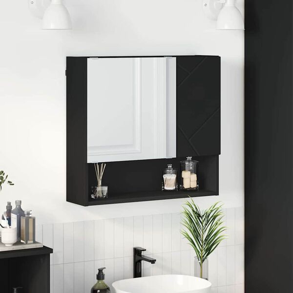vidaXL Armoire Miroir Noir 59 x 17 x 55 cm Bois d'ingénierie