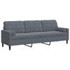 vidaXL Canap&eacute; 3 places avec oreillers gris fonc&eacute; 210 cm velours