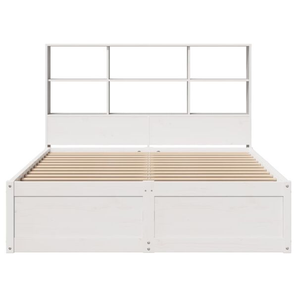 vidaXL Cadre de lit sans matelas blanc 135x190 cm bois de pin massif