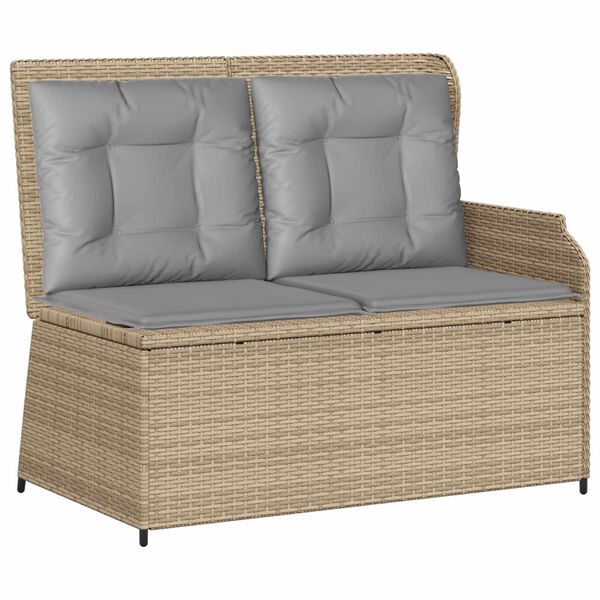 vidaXL Banc de jardin avec coussin Beige et gris polyrotin