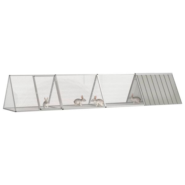 vidaXL Cage pour lapin Gris 403,5x80,5x71 cm Acier galvanis&eacute;