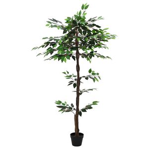 vidaXL Plante Ficus artificielle Vert 85 x 18 x 160 cm Tissu et bois