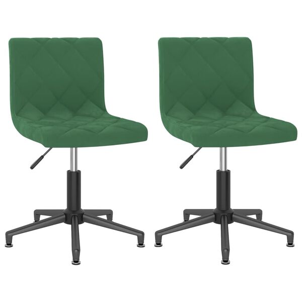 vidaXL Chaises pivotantes &agrave; manger lot de 2 vert fonc&eacute; velours