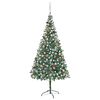 vidaXL Arbre de No&euml;l artificiel pr&eacute;-&eacute;clair&eacute;/boules pommes de pin 210cm